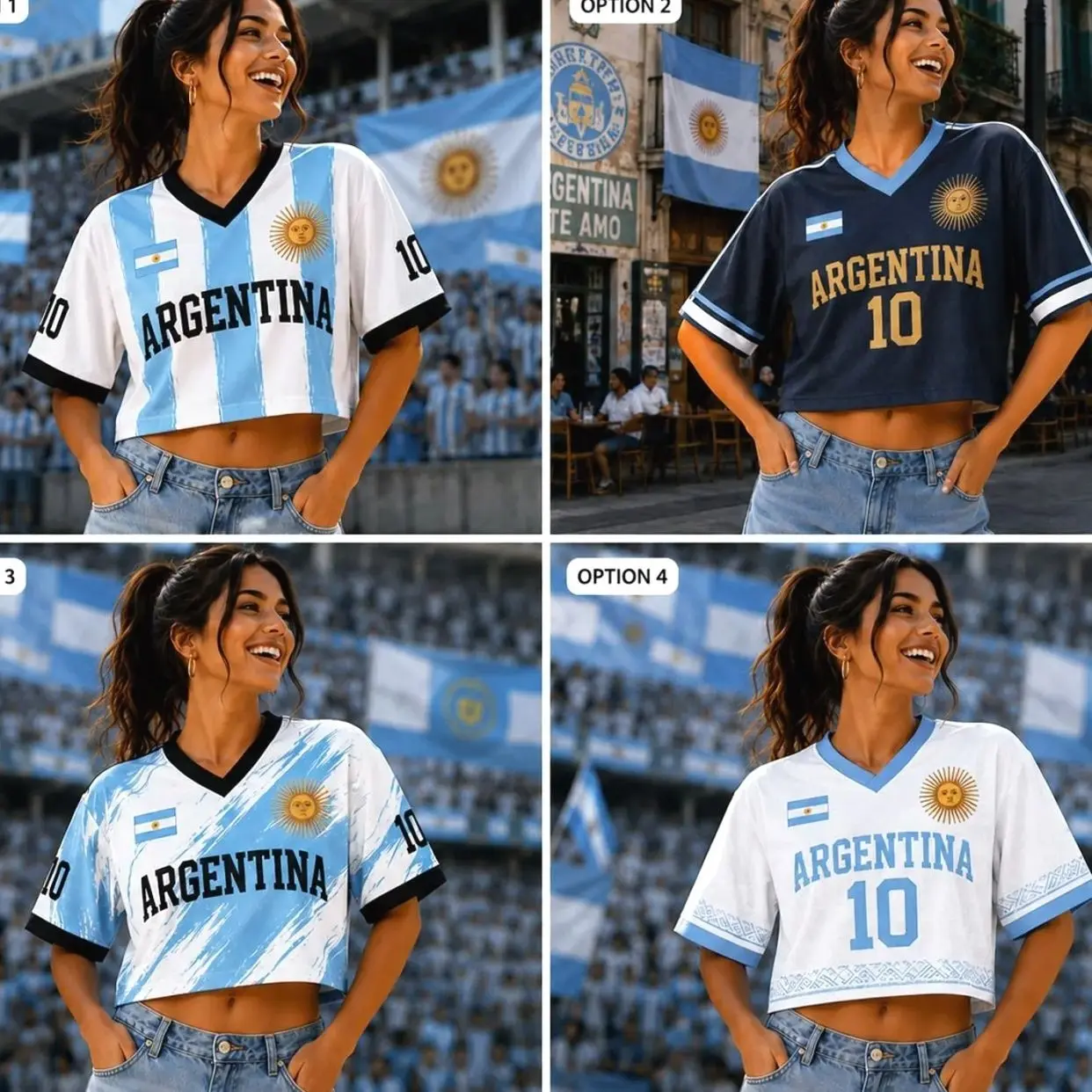Women's Argentina Soccer Crop Jersey, V-Neck Football Fan Crop Top, Argentina Inspired Athletic Shirt, Summer Festival Game Day Tee