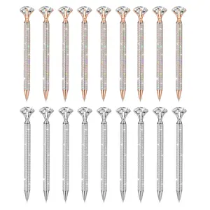 18 Pack Diamond Pens with Crystal Bling Rhinestone Pen Metal Diamond Ballpoint Pens Black Rhinestone Ink Pens for Women Wedding Bridal Shower for School Office meeting