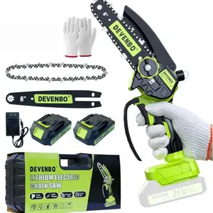 Mini Chainsaw 6 inch 2 Batteries Power Electric polesaw For Tree Trimming Wood Cutting Perfect Gardening Tools For Men Dad Husband