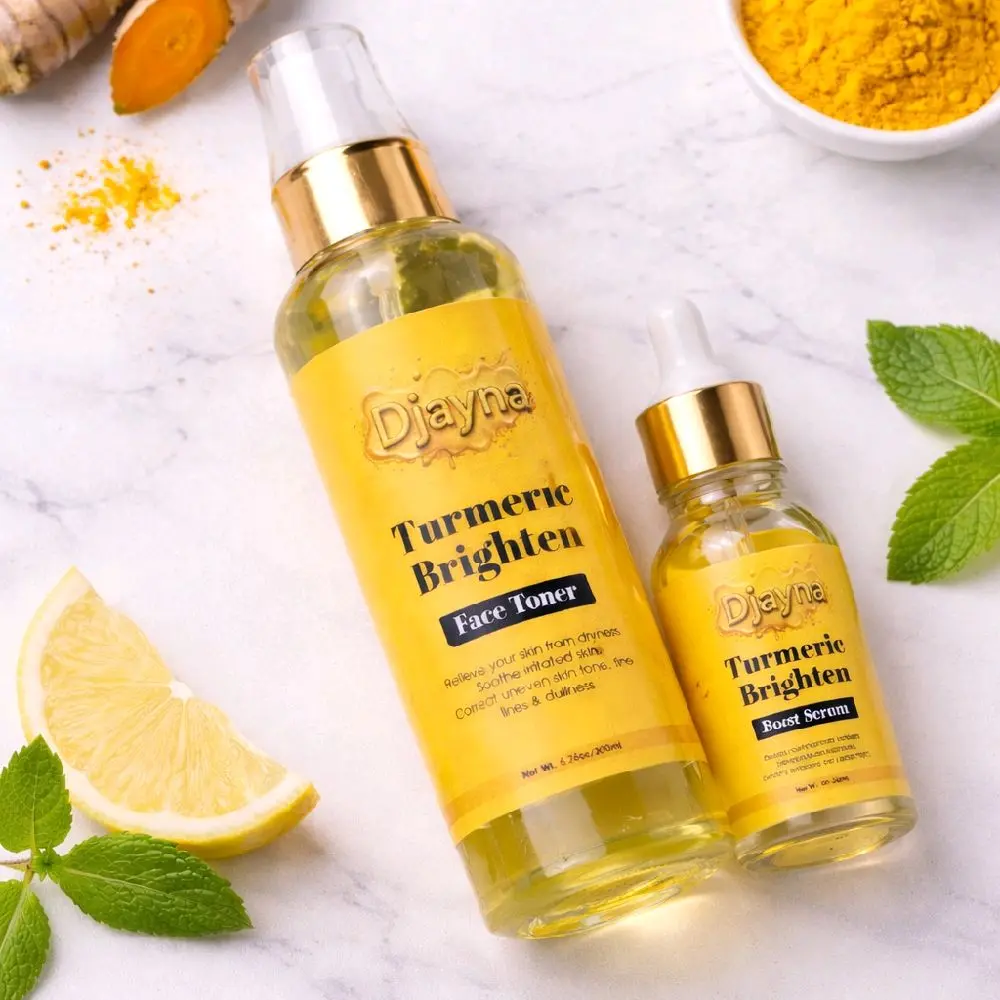 Djayna Turmeric Brighten Face Toner & Booster Serum Set - Ideal for Daily Skincare Routine