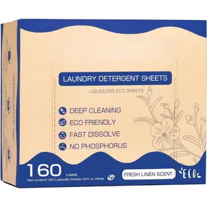 Laundry Detergent Sheets Up to 160 Loads,  Linen -  For Travel,Apartments, Dorms,Laundry Detergent Strips  &