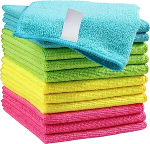 12 Pack Microfiber Cleaning Cloths Soft Lint-Free. Reusable Towels for Kitchen Car Glass Dusting Home Cleaning. Ultra-Absorbent