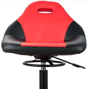 Height Adjustable Swivel Mechanic Garage Stool, 300LBS Capacity, 18-23in Pneumatic Seat with Carry Handle, Tool Tray, 5 Casters for Workshop, Auto Repair Shop, Swivel Chair