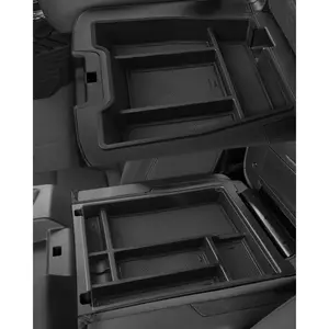 Silverado Sierra Center Console Organizer - Compatible with 2019-2026 Chevy Silverado/GMC Sierra 1500 - 2020-2026 Chevrolet Silverado/ Sierra 2500HD 3500HD - (Split-Bench Folding Seat) - 2 Pack Black
