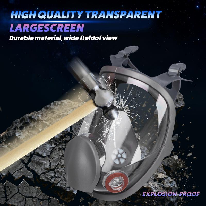 Full Face Respirator Gas Mask 6800 Reusable Military-Grade with 6001 & 2097 Filters for Nuclear Chemical Survival Spray Paint Welding Sanding black l