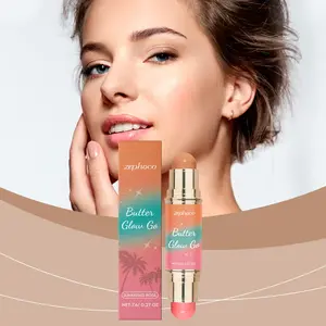 2-in-1 Contour & Blush Stick – Brown & Peach Dual-Ended, Matte Finish, Buildable Cream Formula for Cheeks & Face Sculpting, Long-Lasting & Portable for On-the-Go Touch-Ups