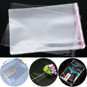SJPACK 12x15inch/30x38cm 100 multipurpose storage bags Clear Self Sealing Cellophane Bags Cello Tape Peel Plastic Poly Bags Reusable US Organiser