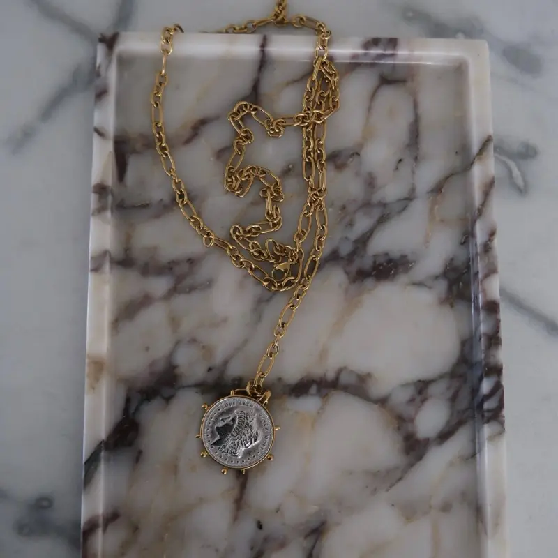 Two toned wrap around coin necklace