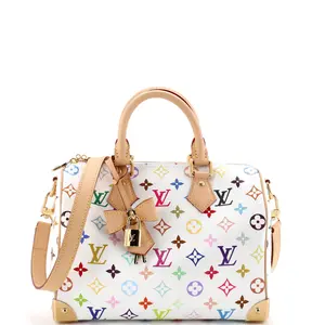 Pre-owned Louis Vuitton Canvas Coated Top Handle Bags x Takashi Murakami Speedy Soft Bandouliere Bag Monogram Multicolor 25 by Rebag