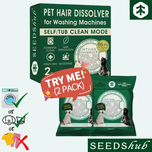 [Trial 2 Packs] SEEDSHUB Pet Hair Dissolver for Washing Machines - Ultra-Concentrated Enzymatic 5-in-1 Cleaner, Washer Tub Clean for Dog & Cat Hair, Top & Front Load, 6 Packs/3.53 oz each TikTokSpringGlowUp