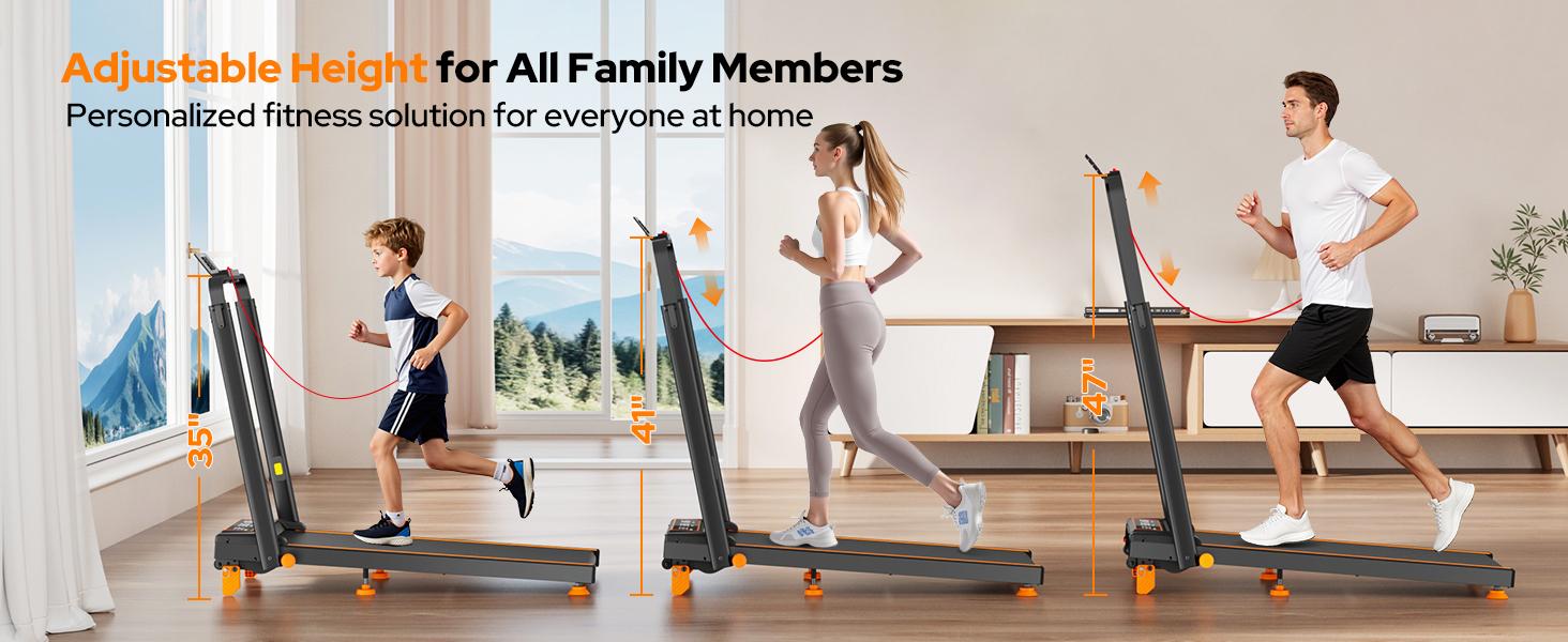 Trisomy 4-in-1 Compact Foldable Treadmill with 12% Incline, Adjustable Handlebar, 3.5HP Motor - Under Desk Walking Pad for Home Gym, 350lbs Heavy Duty HSM-T12C1, Fitness For Everyone