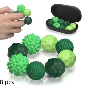 Fidget Balls Toy, 8 Counts Silicone Sensory Stress Relief Toy, Quiet Executive Desk Fidget Toys for Office, Fun Textures Roller Travel Toys Gift