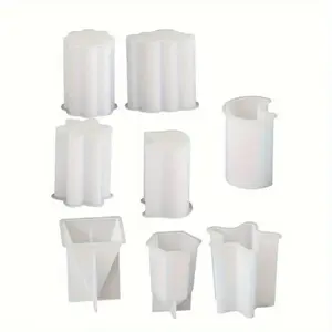 8Pcs Silicone Candle Molds - Stars, Moons, Pyramids, Clouds, Flowers, Owls and Cones DIY Scented Candles, Resin Crafts, Handmade Soaps and Home Decor - Home Improvement.