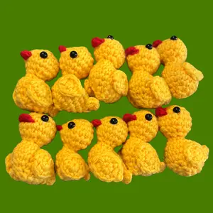 Handmade Crocheted Ducks & Chickens 2x2x4in Unique Decorative Ornaments for Home Decor Vintage Collectible Artisanal Craftsmanship Charming Home Decor - Crafted