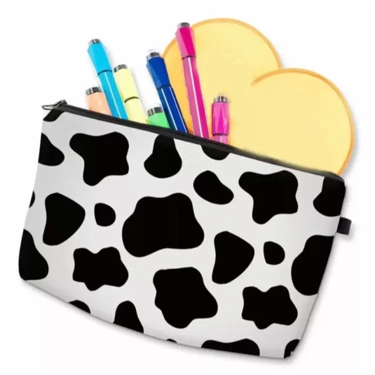 Cow Print Makeup Bag - 8” x 5” Spacious Design for On-the-Go Beauty Needs with Sturdy Material and Compact Size makeup pouch