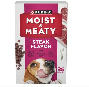 Purina Moist & Meaty Steak Flavor Soft Dog Food Pouches 36 ct. - Real Beef, Complete & Balanced, Tender Texture, No-Mess Meals