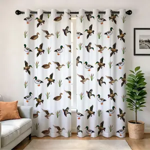 Wild Duck Blackout Curtains Farmhouse Wildlife Duck Drapes, Window Curtain Home Decoration Curtain Room Divider Curtains for Boys Girls Country Style Bedroom, 2 Panels