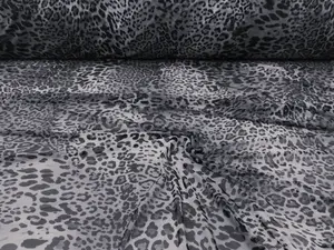PowerNet Stretch Mesh Nylon Spandex Sheer Printed Cheetah Gray Black Z501