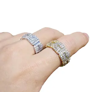 Hot Selling Hip Hop Vintage Ice Candy Ring with Micro Pave Zirconia, Men's Index Finger Accessory