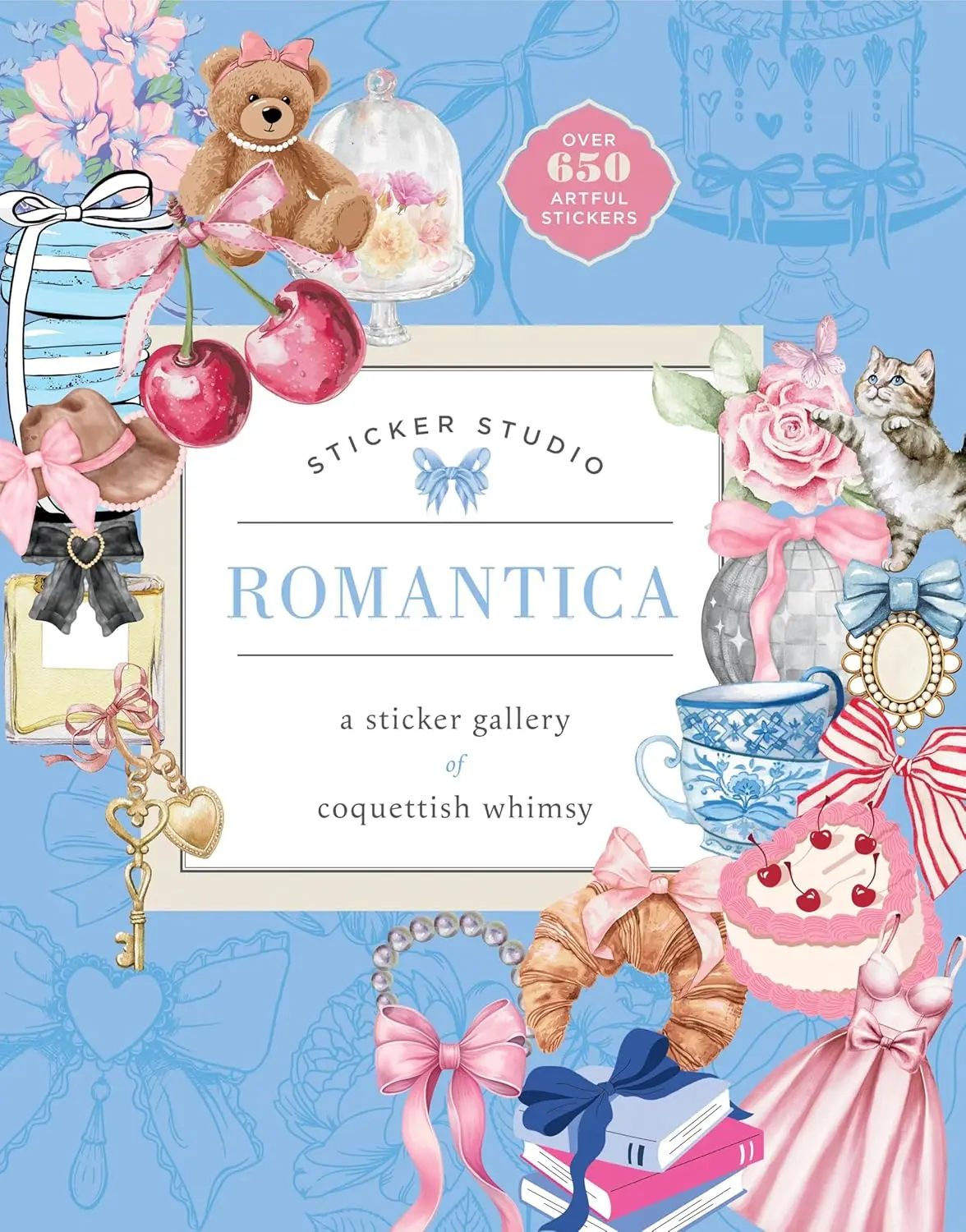 Romantica Sticker Studio Hardcover Children's Craft Activity Book - Decorative Gallery with Coquettish Whimsy, Over 650 Art Stickers