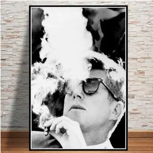 No Framed, Poster JFK Cigar Black and White Poster