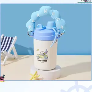 [NEW] Snoopy "Ocean Diary" Series 500mL Insulated Straw Tumbler – Portable Handle, Keeps Drinks Hot & Cold, Perfect for Travel & School Valentine Gift for Girlfriends