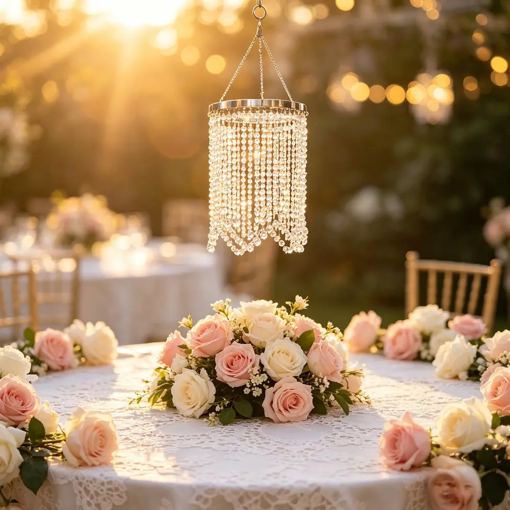 Luxury Crystal Bell Pendant Light Shade (no Light Source), Crown Design Transparent Bead Hanging Decor, Wedding, Home Decoration, Living Room, Bedroom, Elegant Lighting, Ambient Decor Lighting
