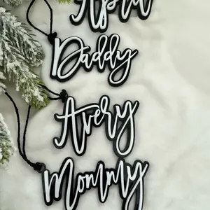 Personalized Stocking Name Tags B&W - Festive Holiday Decorations