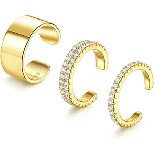 Fansilver 3 count Ear Cuff Earrings Non-Piercing Fake Helix Conch Cuff Earrings Hypoallergenic Cartilage Non-Pierced Cuff Earrings for Women for Non Pierced Ears