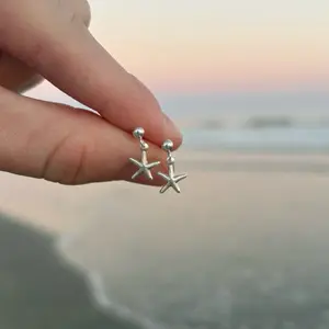 Sterling silver starfish earrings, waterproof beach earrings, sea star earrings