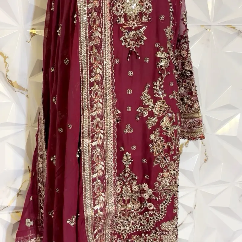 Size Medium Pakistani Hot Pink Fully Hand Embroidery Dress