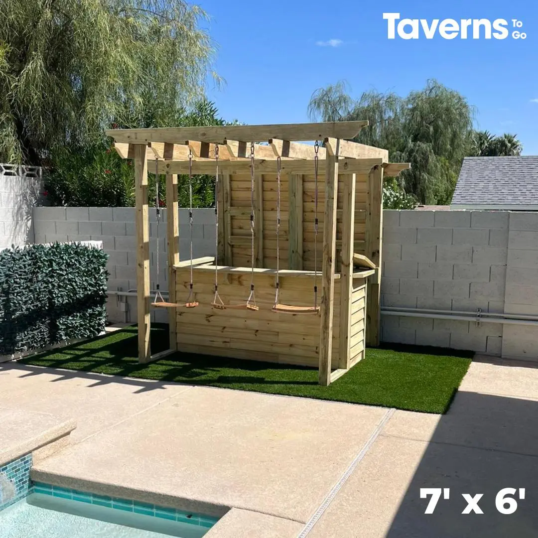 Taverns-To-Go The Swingford Outdoor Bar with Built-in Swings Pressure Treated Yellow Pine Lumber