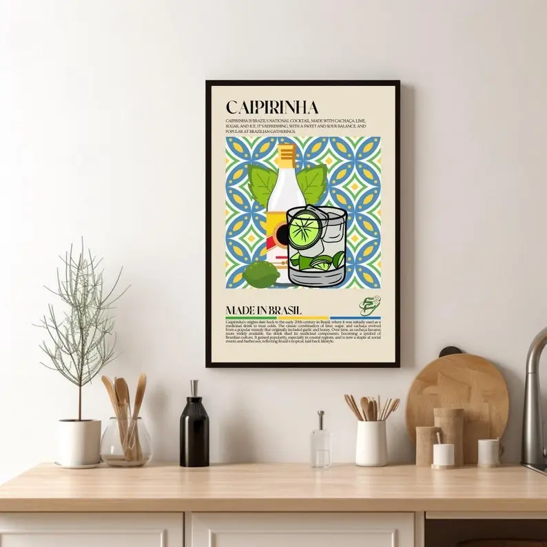 Food Prints, Kitchen Prints, Vintage Posters, Wall Art, Restaurant Posters, South American, Coffee Shop Decor Room Gift