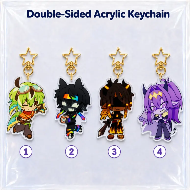 MCYT Unstable Universe Acrylic Keychain, ParrotX2 SpokeIsHere FlameFrags Wemmbu Double-Sided Minecraft YouTuber Bag Charm