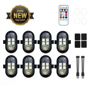 【2026 Upgraded】4PCS/8PCS New RGB LED Ambient Light Kit for Car Interior Styling, Interior Accent Mood Lighting for Footwell Console Trim, Decorative Auto Accessories, Vehicle Interior Decor, Holiday Gift Idea