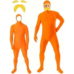 Orange Bodysuit Orange Costume Yellow Mustache and Eyebrows Halloween Bodysuits Costume Set Oranges Jumpsuit Cosplay
