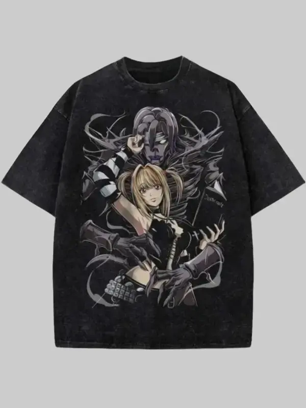 Men's Graphic T-Shirt — *Death Note* anime merchandise; a popular, unisex short-sleeve tee featuring a stylish, vintage washed finish. Menswear Top Tshirt Streetwear Tropical Crewneck Shortsleeve Casual