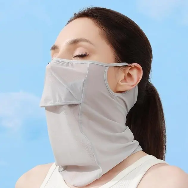 Summer Ice Silk Sun Protection Mask Lightweight Nylon Breathable Neck & Ear Protection for Cycling & Outdoor Sports