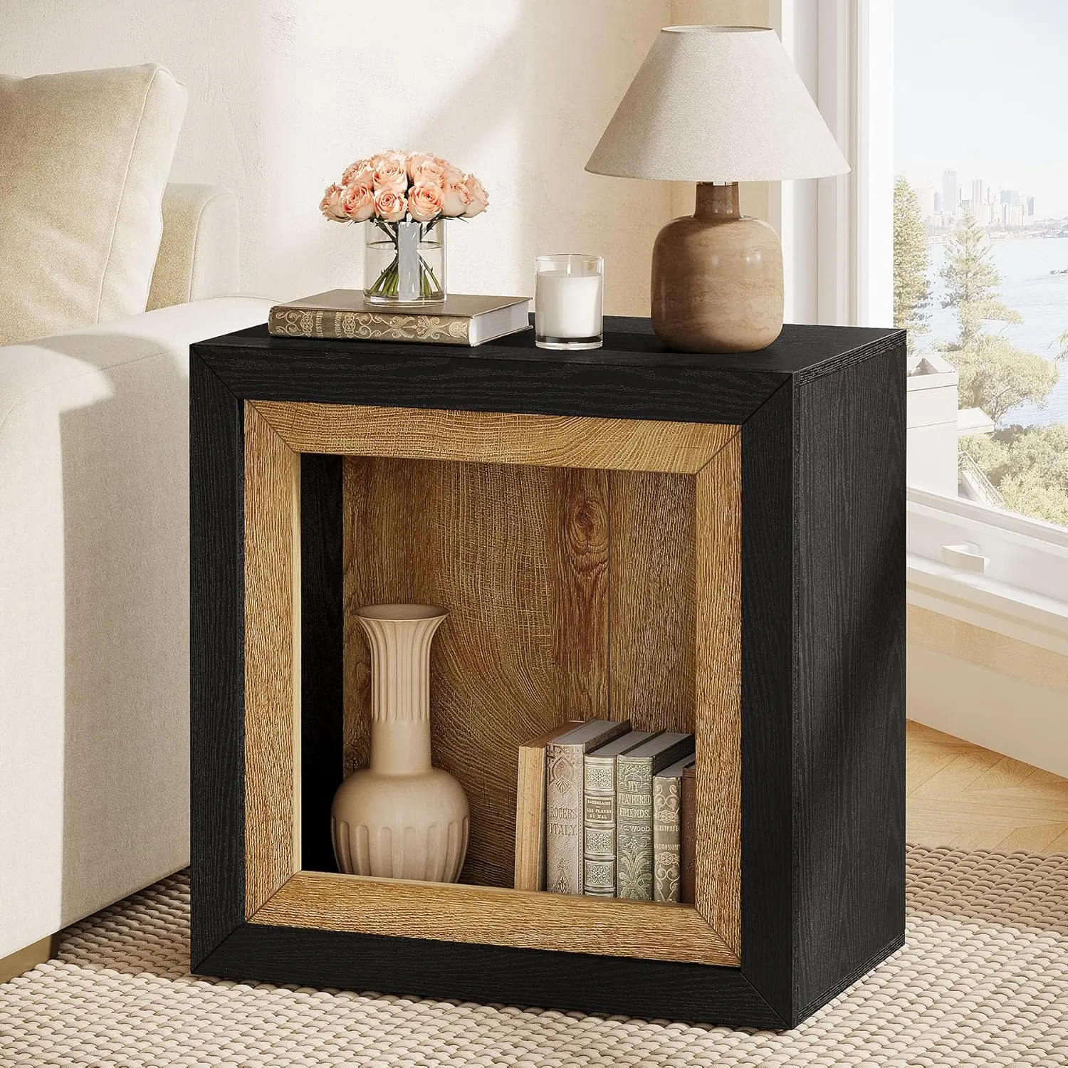 LITTLE TREE Modern End Table with Frame-Inspired Design,23.62