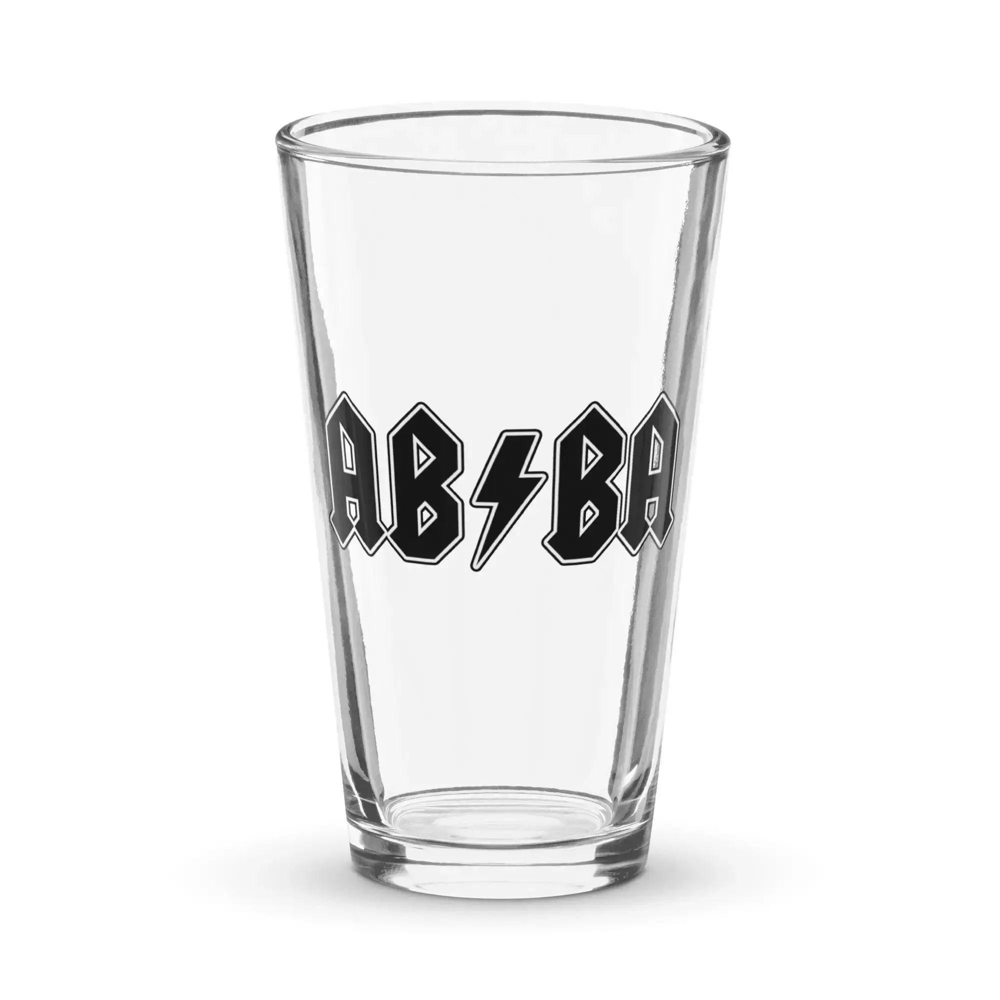 AB/BA Shaker Pint Glass - Handmade Drinkware with Black Lettering on Glass