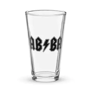 AB/BA Shaker Pint Glass - Handmade Drinkware with Black Lettering on Glass