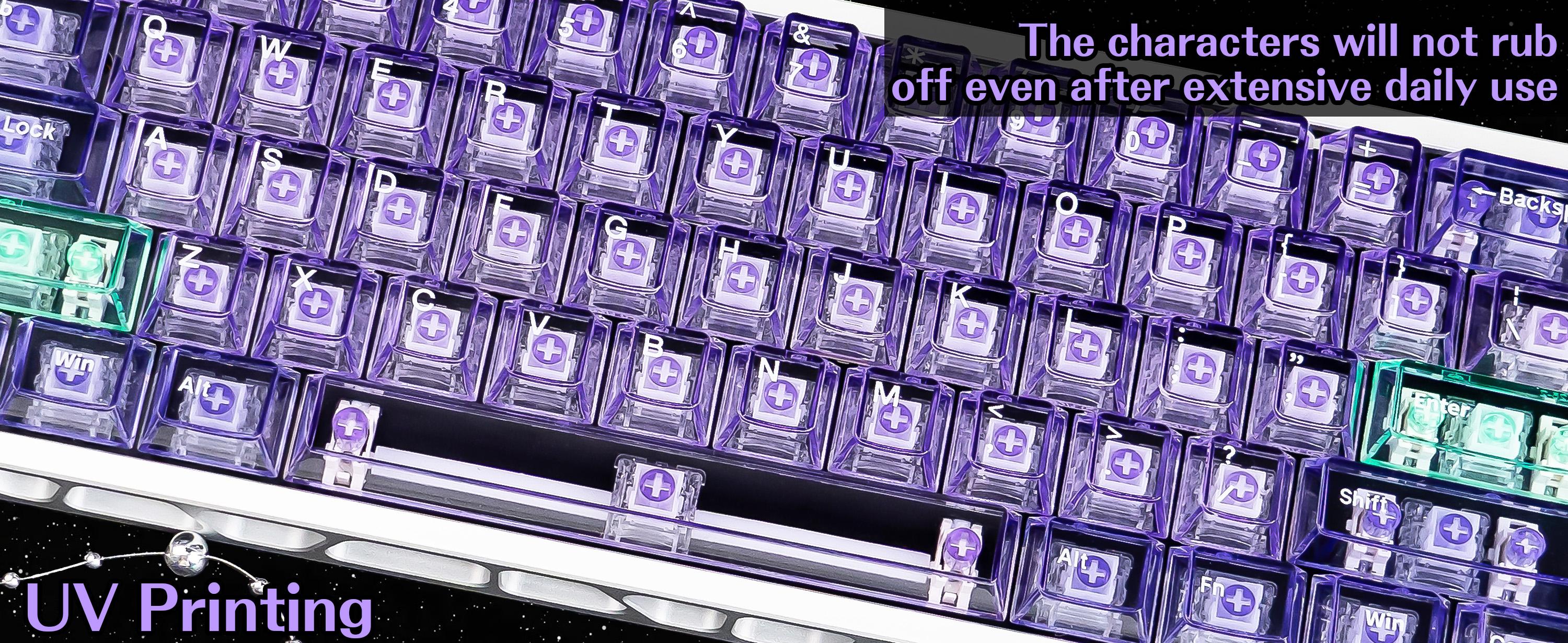 157 Keys Custom Pink Clear Transapent Keycaps PC Material UV Tranfer Purple Clear Keycaps Set Fit for 61/64/87/104/108 Mechanical membrane Keyboard Cherry Mx Switches outdoorfun