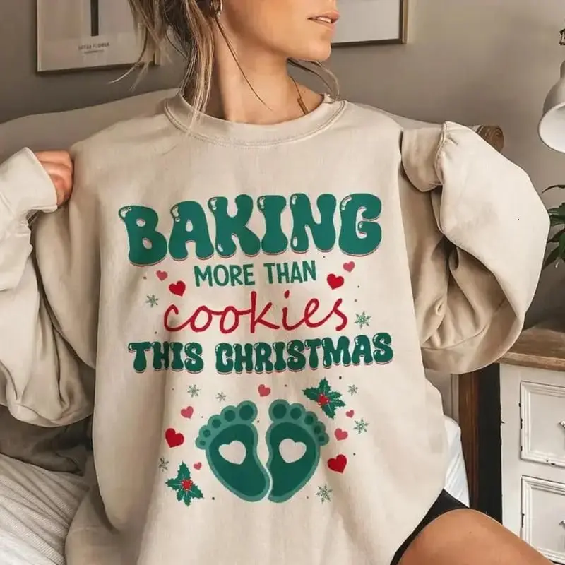Christmas Cookies For Two Please Pregnancy Announcement Christmas Sweatshirt, Pregnancy Reveal Christmas Sweater, Maternity Christmas Crewneck, Cute Baby Shower Sweatshirt