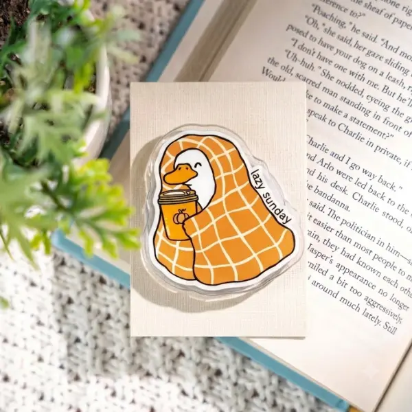Lazy Sunday Wrapped in Blanket Duck MagSafe Phone Grip, Cozy Fall Goose with Coffee PopSocket, Cute Autumnal Animal Accessory, Relatable Weekend Gift, TikTok Viral Merch
