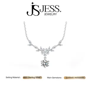 【#530】1ct Round Brilliant Cut Real Synthetic Moissanite Pendant Necklace S925 Sterling Silver Jewelry