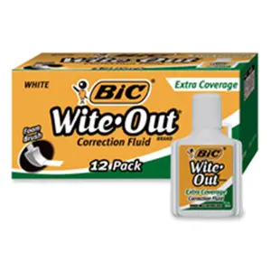 Bic Corporation BICWOFEC12WE Correction Fluid- Extra Coverage Formula- 20ml- White