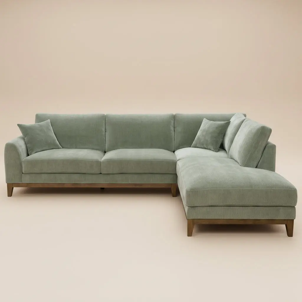 Watton Contemporary Olive Green Chenille 114-Inch Right Sectional Sofa
