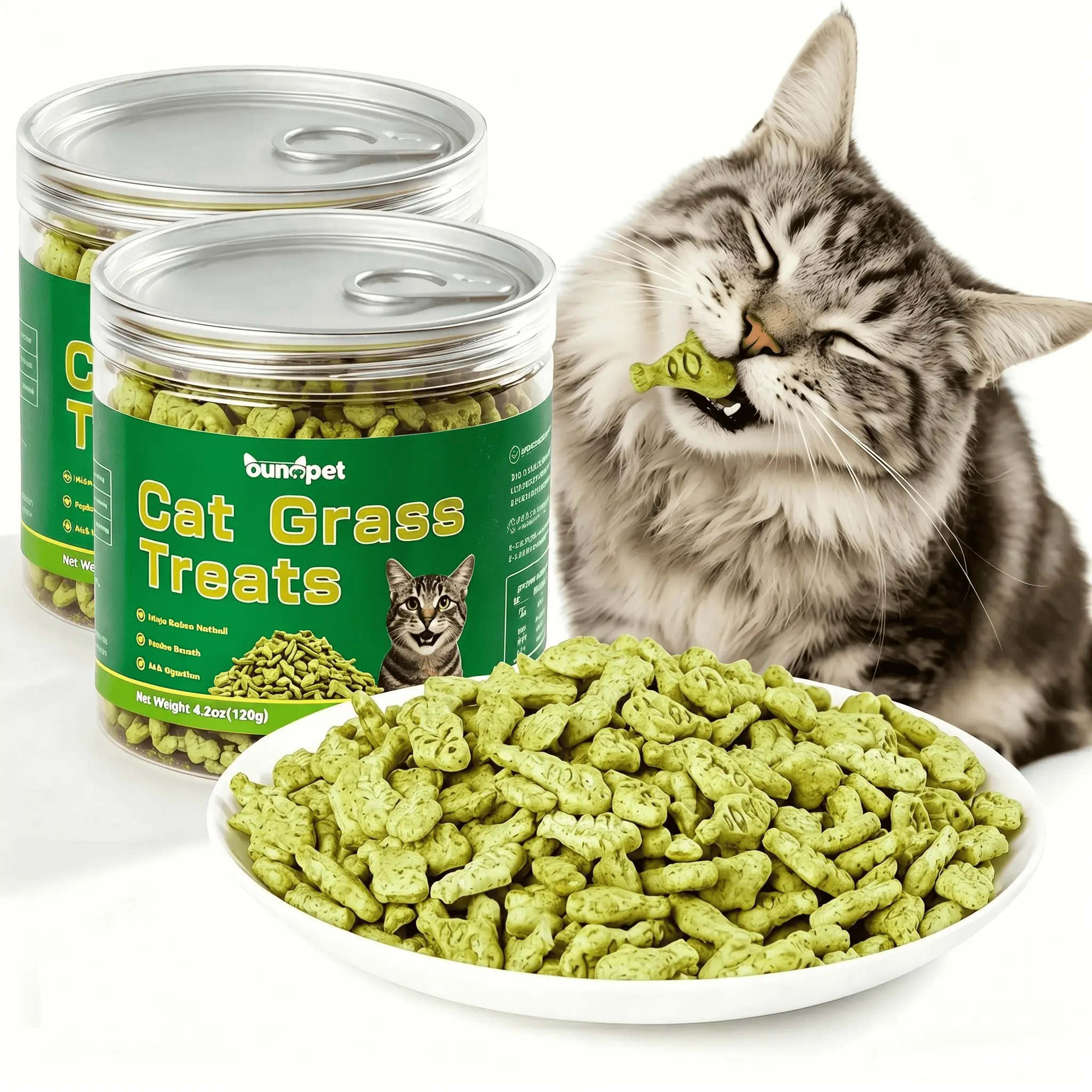 Premium high-fiber cat treats | Natural grain-free, low-allergy pet snacks that aid digestion and help pass hairballs | Suitable for kittens and adult cats; helps clean teeth and grind teeth while freshening breath; all-stage snack | Large capacity sealed