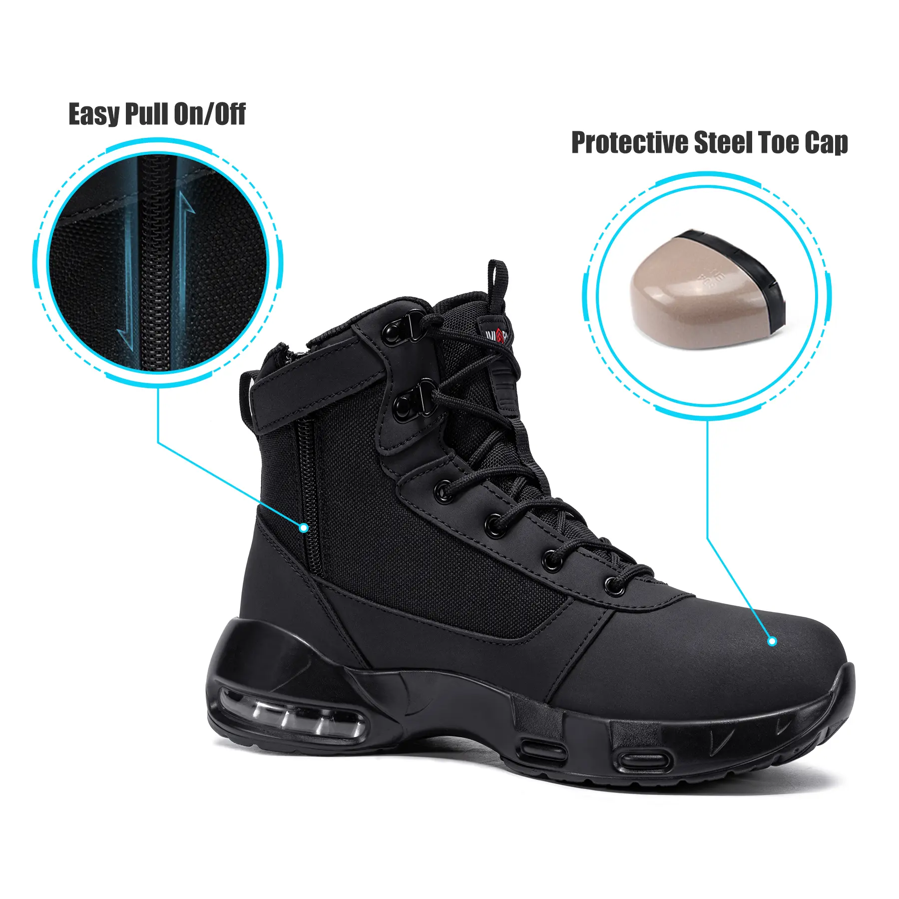 【FathersDayGift】Steel Toe Waterproof Work Boots with Air Cushion | Ideal for Construction, Carpenter, Outdoor & Heavy Lifting