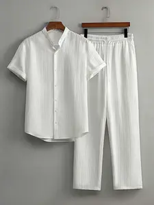 Men's Summer Casual Set, Includes Shirt & Pants, Breathable Comfort, Perfect for Beach Vacations & Leisure Travel